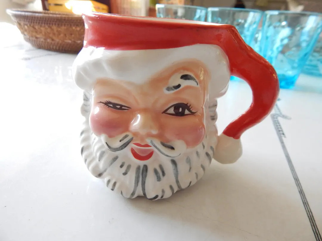 Vintage 1950s Santa Claus Christmas Ceramic Coffee or Hot Chocolate Winking Santa Claus Mug - Nap... | Etsy (US)