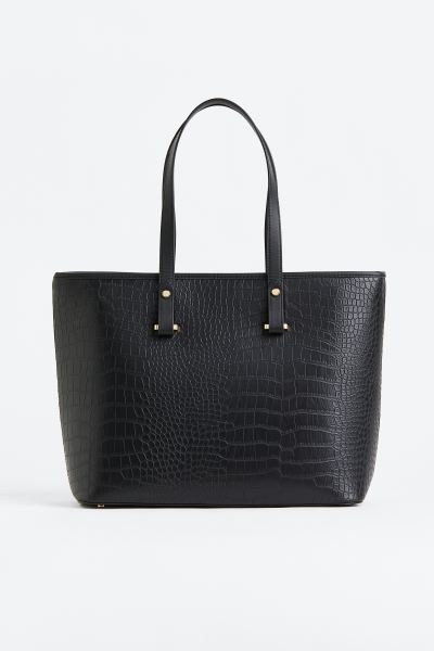 Bolso shopper - Negro/Efecto piel de cocodrilo - MUJER | H&M ES | H&M (FR, IT, ES, PT, BE)