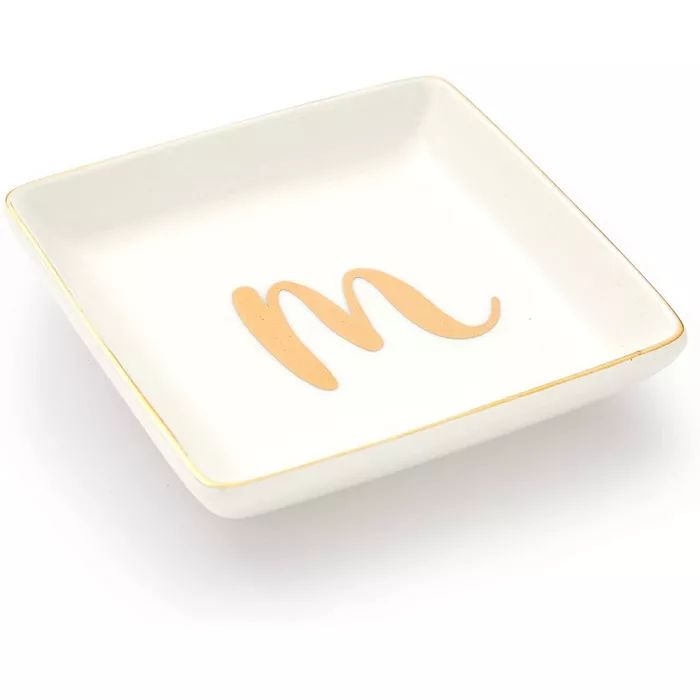 Juvale Letter M Ceramic Trinket Tray, Monogram Initials Jewelry Dish for Ring (4 Inches) | Target
