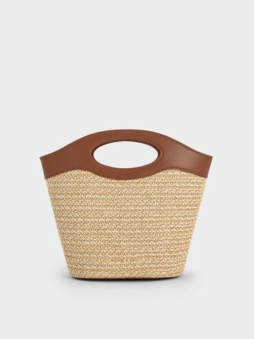 Multicoloured Raffia Chain-Link Curved-Handle Bucket Bag | CHARLES & KEITH | Charles & Keith EU