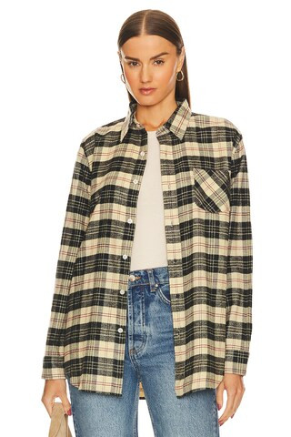 Denimist Boyfriend Shirt in Beige & Black Plaid from Revolve.com | Revolve Clothing (Global)