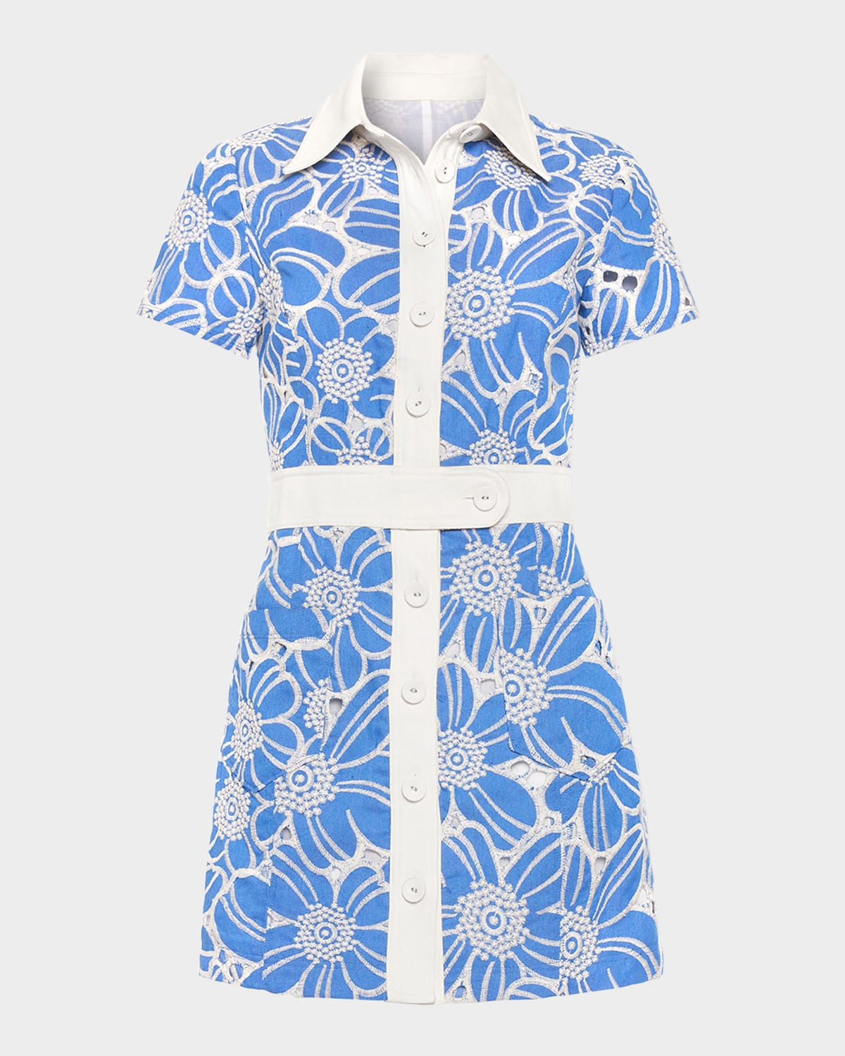 Shannon Embroidered Chambray Mini Dress | Neiman Marcus
