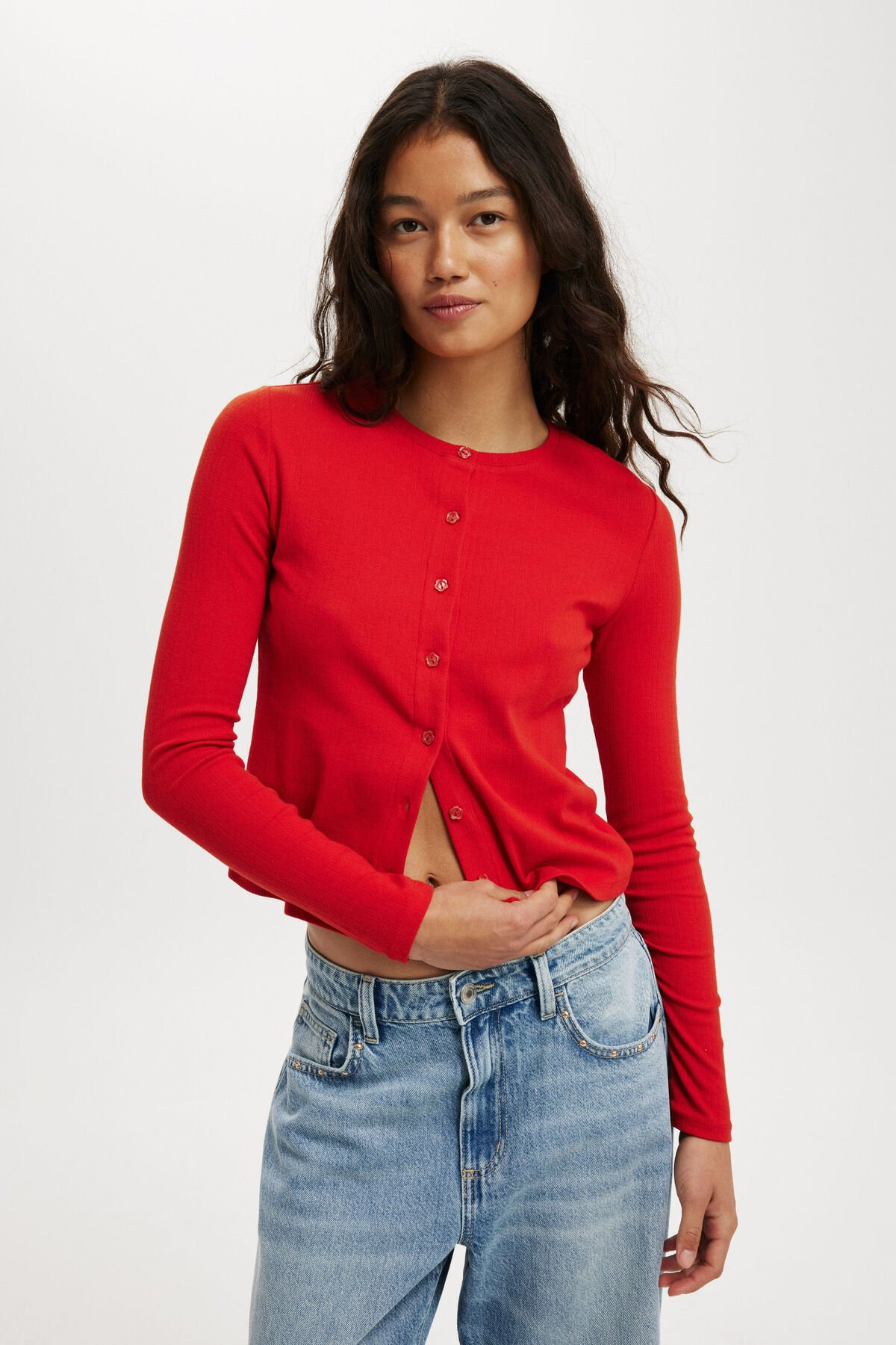 Scarlet Pointelle Cardi | Cotton On (US)