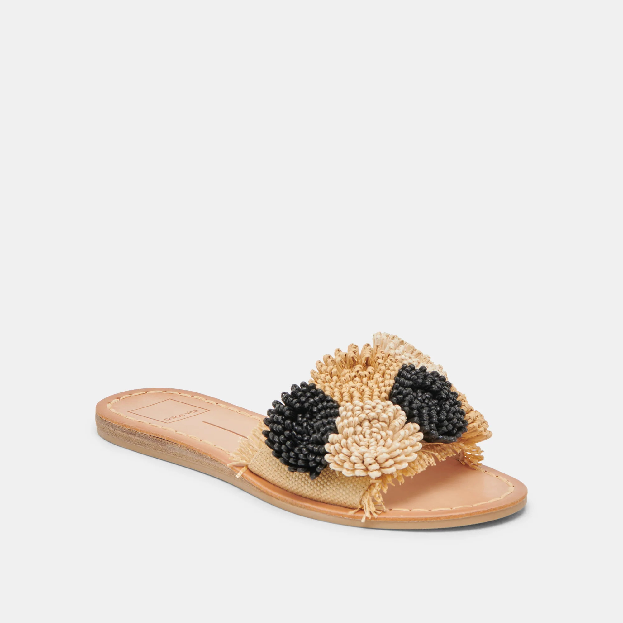 DANELA SANDALS BLACK NATURAL RAFFIA | DolceVita.com