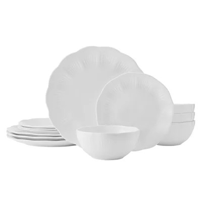 Mikasa Flora Scalloped Edge Dinnerware Set, 12 Piece, Service For 4 | Wayfair North America