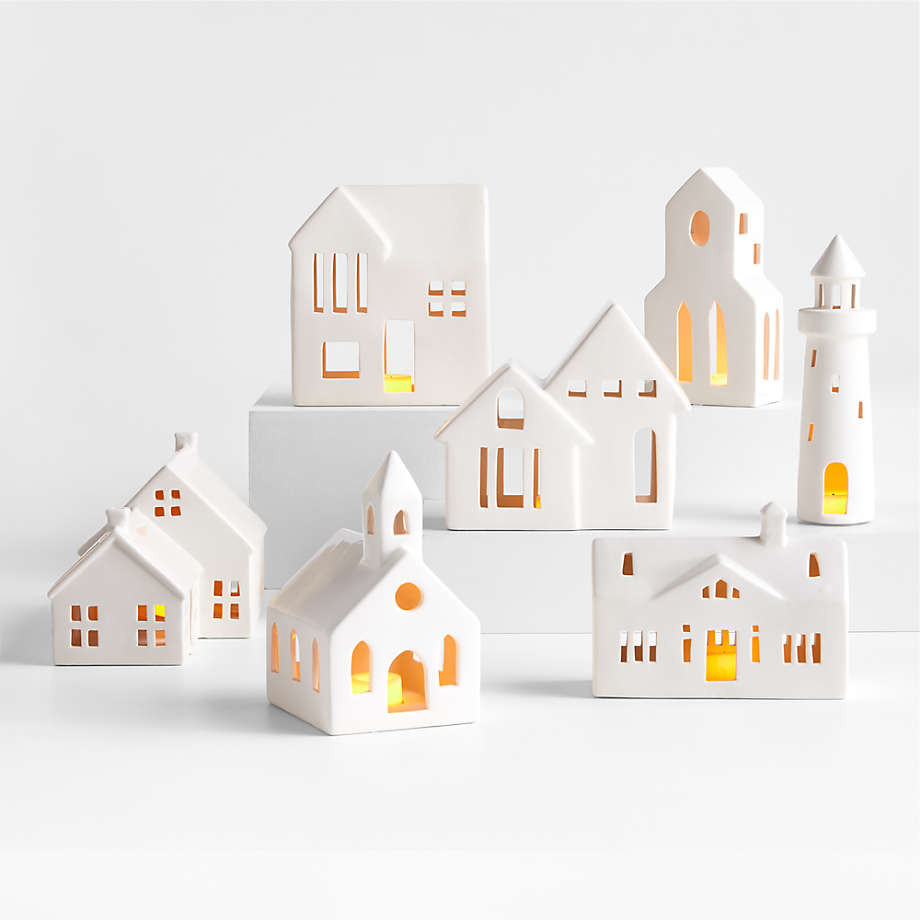 White Ceramic Holiday Church + Reviews | Crate & Barrel | Crate & Barrel