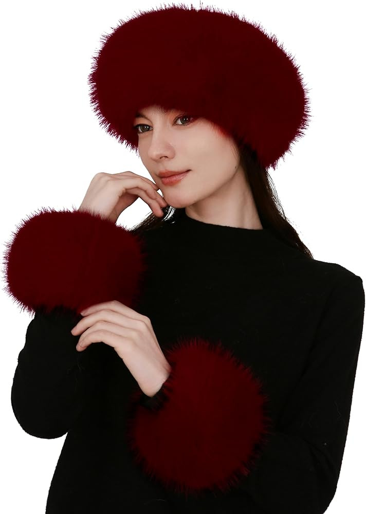 Faux Fox Fur Scarf Set - Soft Fluffy Headband & Arm Warmers(Faux Fur Cuff) - Winter Women's Acces... | Amazon (US)