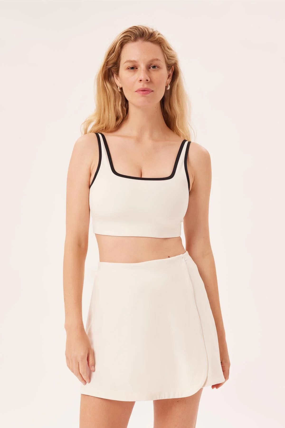 Ivory Tipped Tommy Cropped Bra | Girlfriend Collective