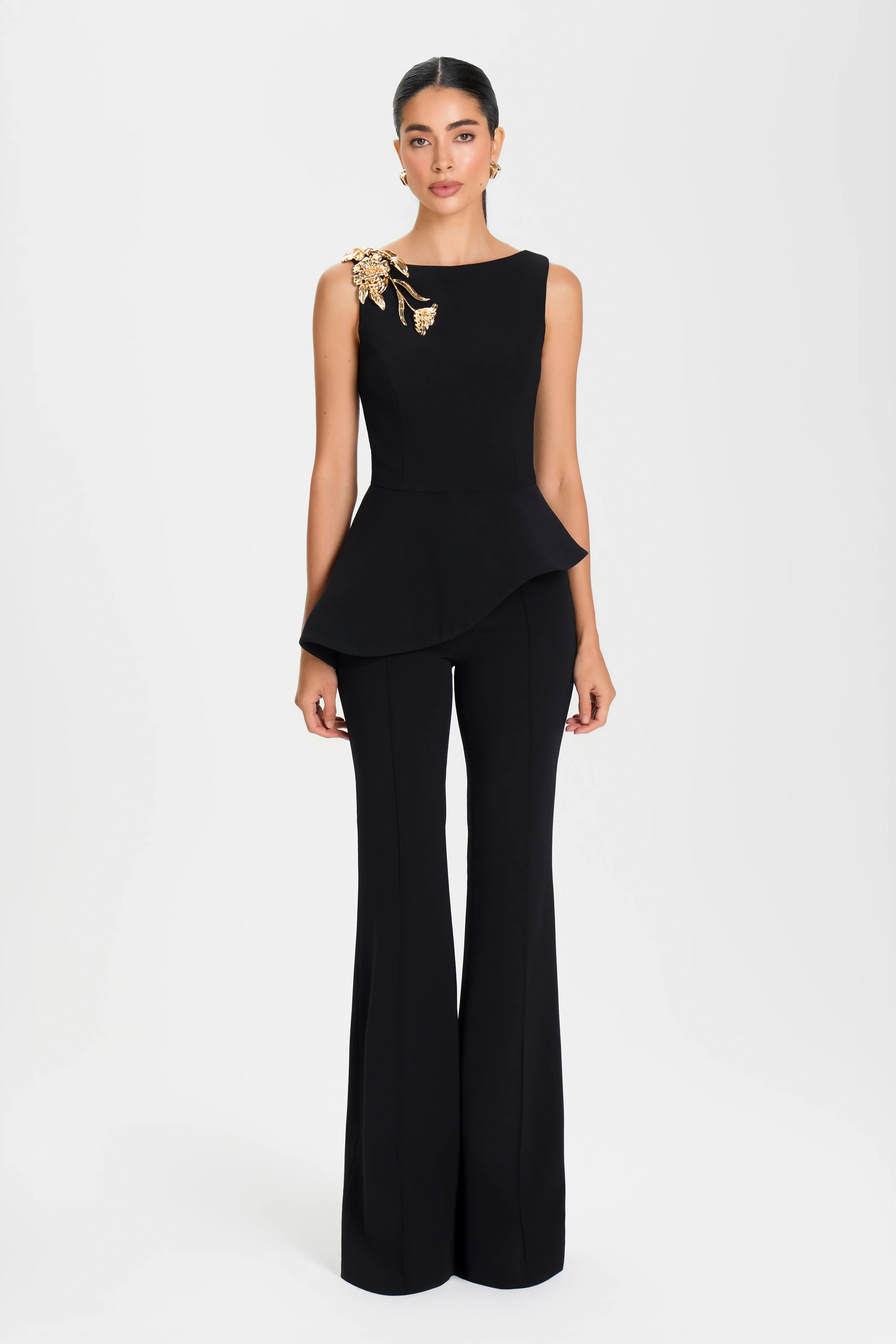 Charlotte Black Crepe Trousers | NADINE MERABI | Nadine Merabi