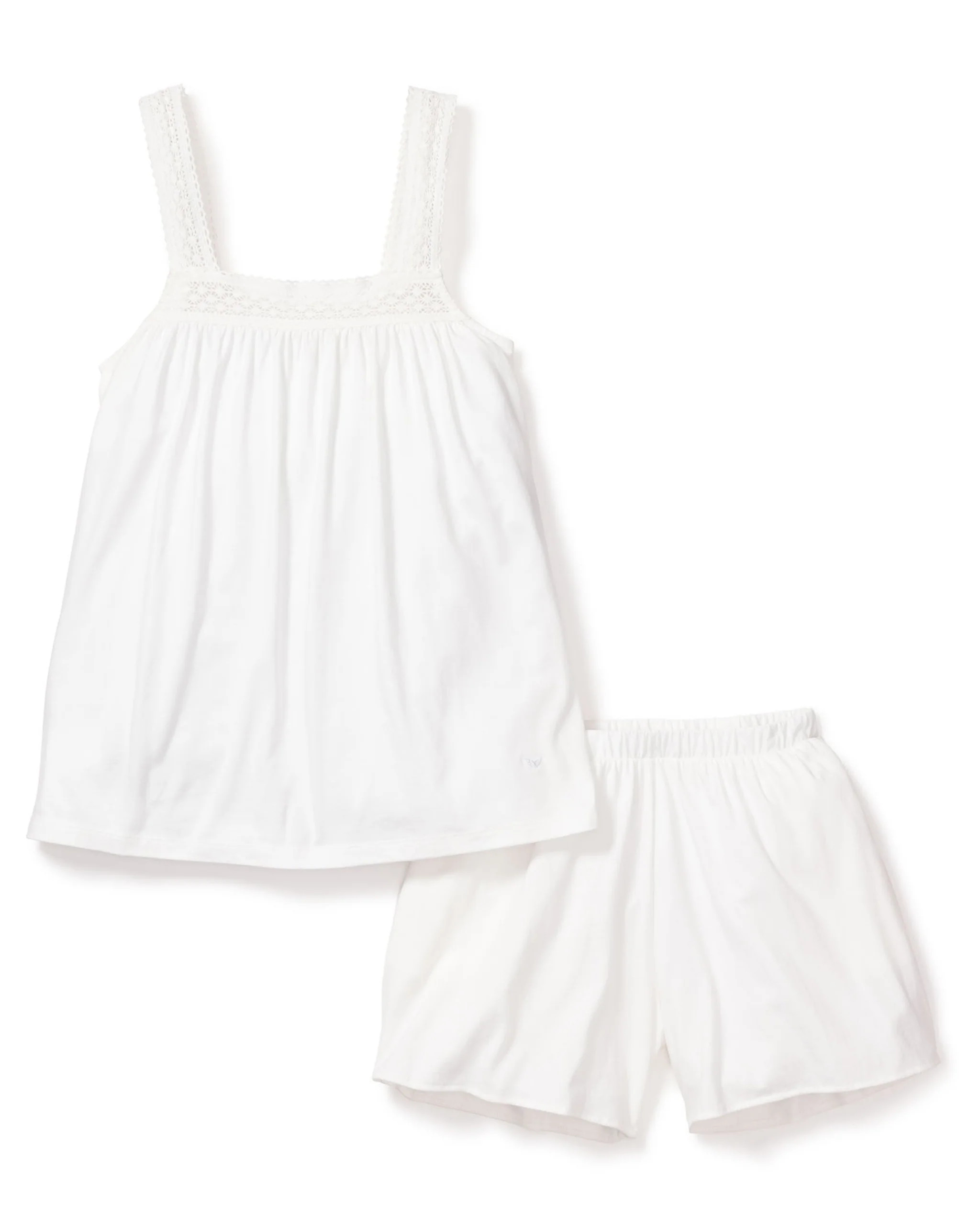 Women's Pima Camille Short Set in White | Petite Plume