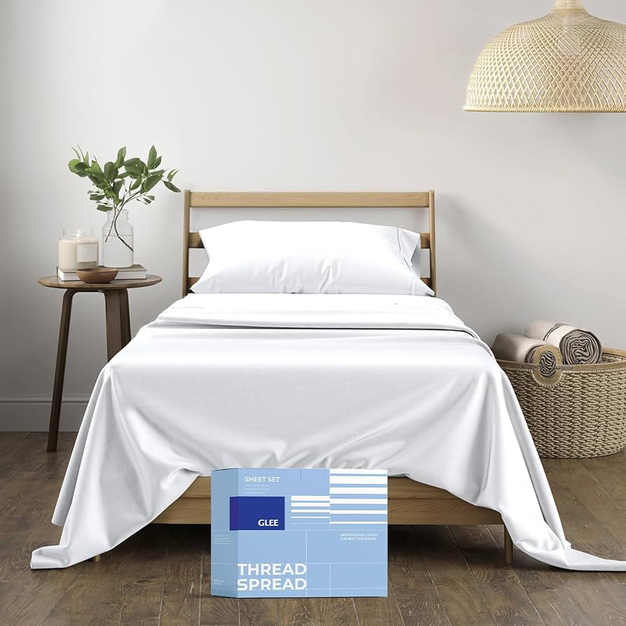 THREAD SPREAD 100% Cotton Sheets Twin Size - 400 Series Glee Collection Cotton Bed Sheets Twin, 3... | Amazon (US)
