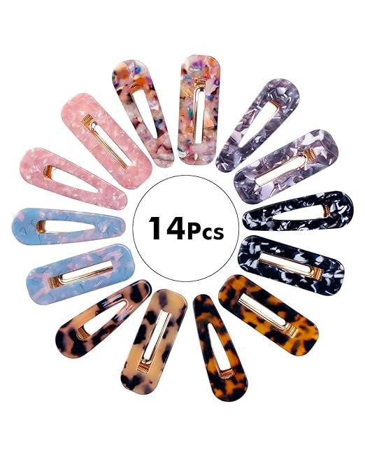 Acrylic Hair Clip Tortoise Hair Clip Geometric Barettes and Hair Clips for Women Girls(14 Pcs) | Amazon (US)