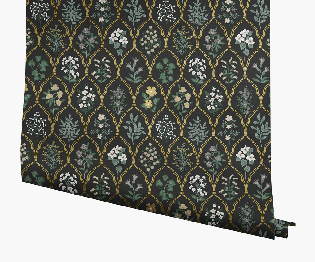 Hawthorne Wallpaper - Black Linen | Rifle Paper Co.