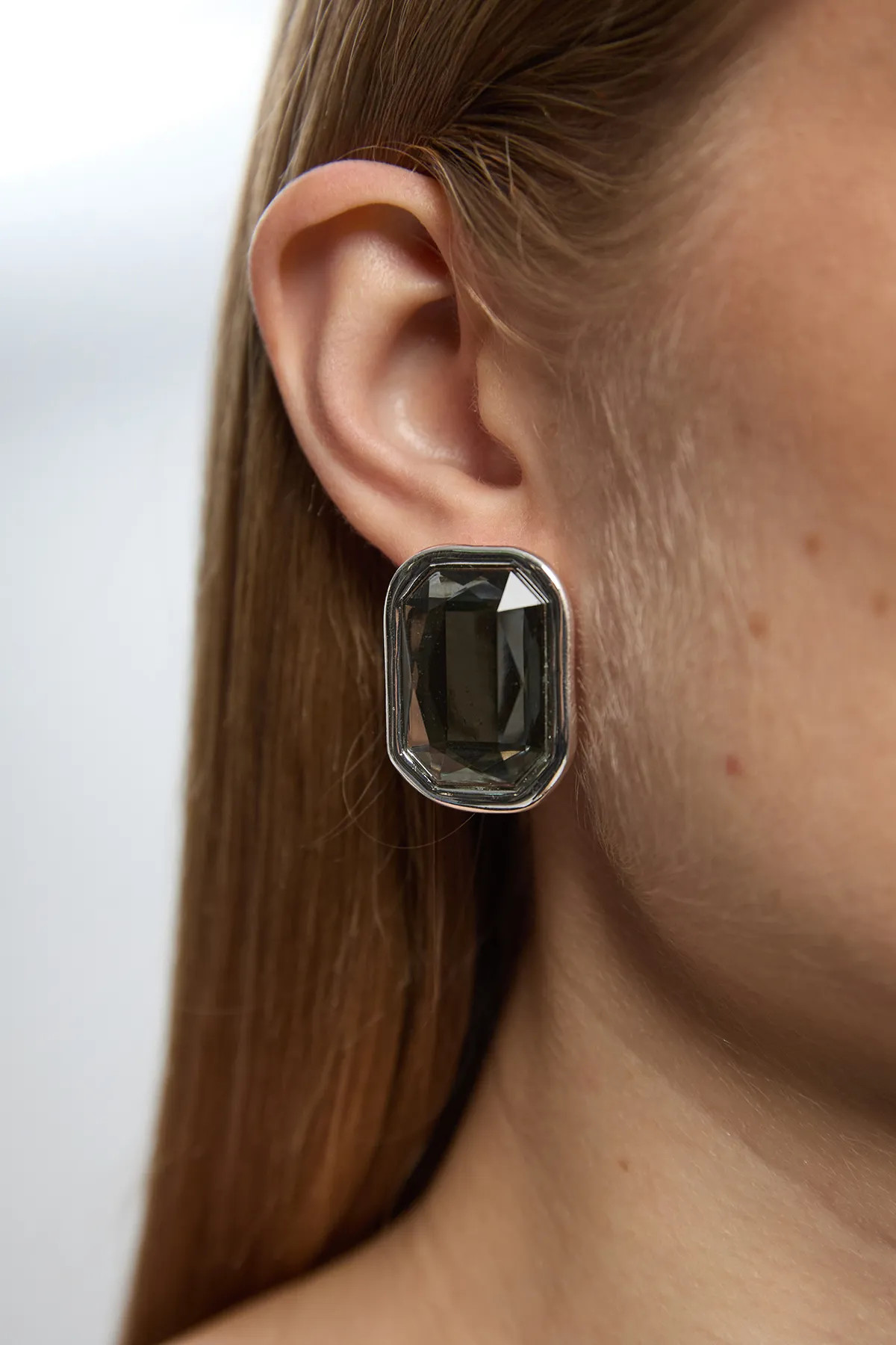 Crystal Look Oval Stud Earrings | Karen Millen UK + IE + DE + NL