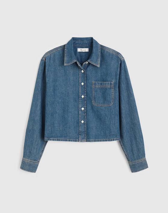 Denim Boxy Crop Button-Up Shirt | Madewell