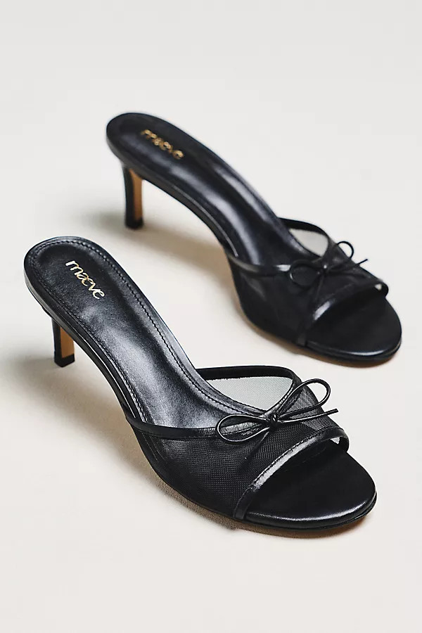 Mesh Bow Mule Heels | Anthropologie (US)