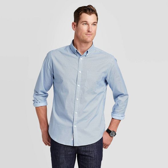 Men's Standard Fit Stretch Poplin Long Sleeve Button-Down Shirt - Goodfellow & Co™ | Target