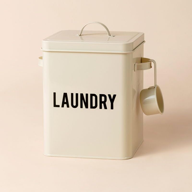 LA JOLIE MUSE Laundry Detergent Powder Storage Tin Box, Farmhouse Laundry Room Decor, 9 Inch High, C | Amazon (US)