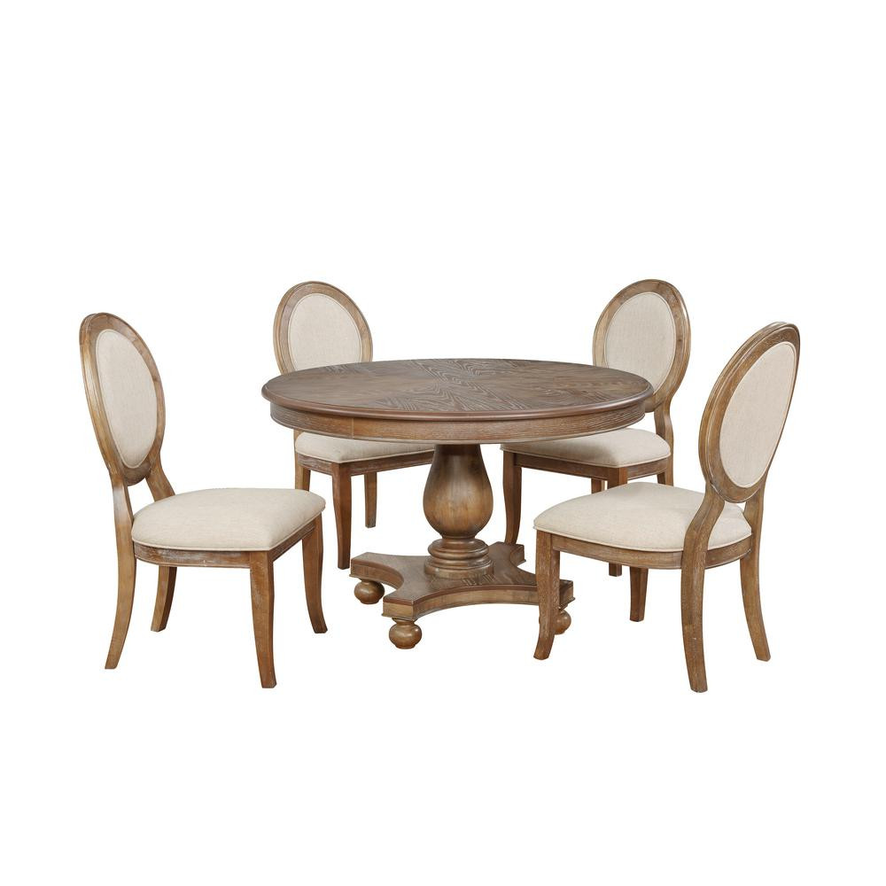 Powell Company Jackson 5-Piece Dining Set, Wire-brushed | The Home Depot