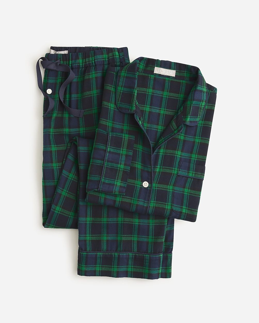 Flannel long-sleeve pajama pant set in Black Watch tartan | J.Crew US