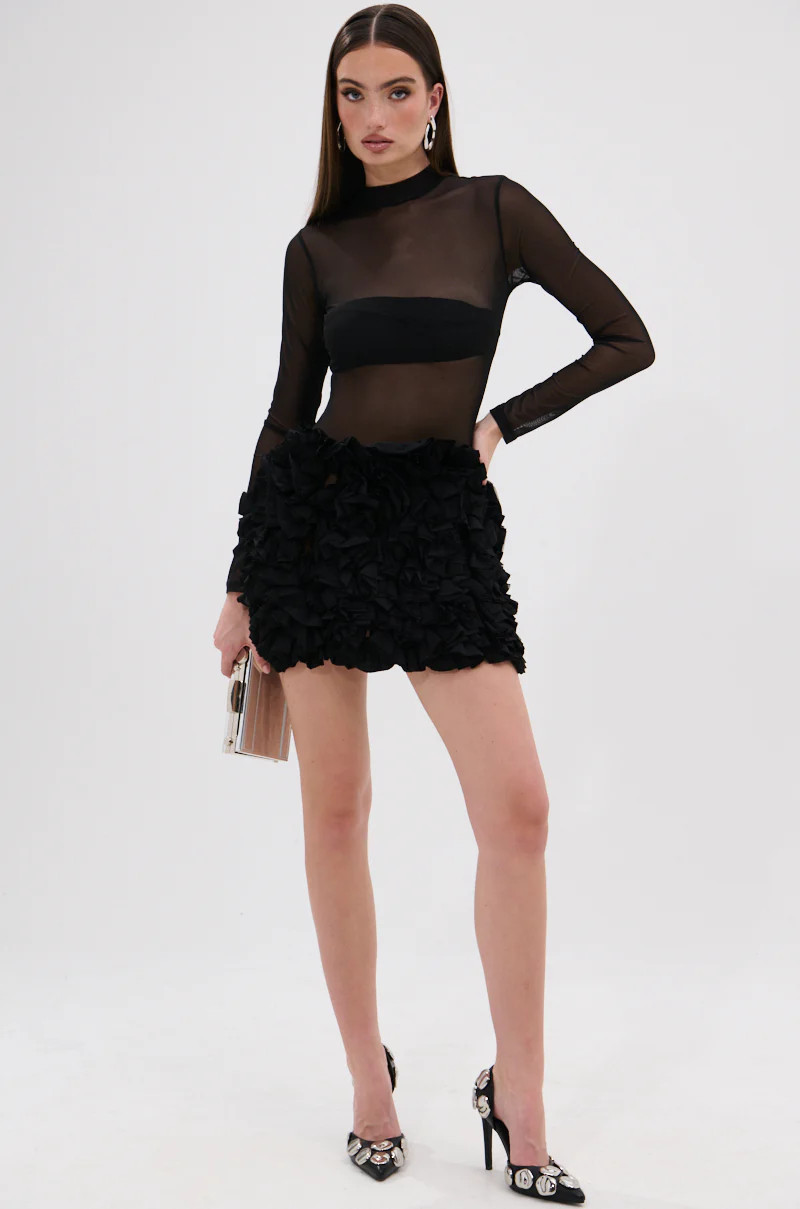 KELYN MESH MINI DRESS IN BLACK | AKIRA