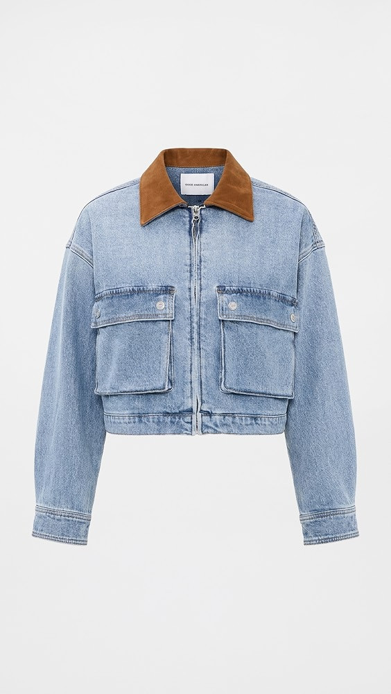 Good American The Denim Swing Cropped Jacket Indigo1320 M | Shopbop