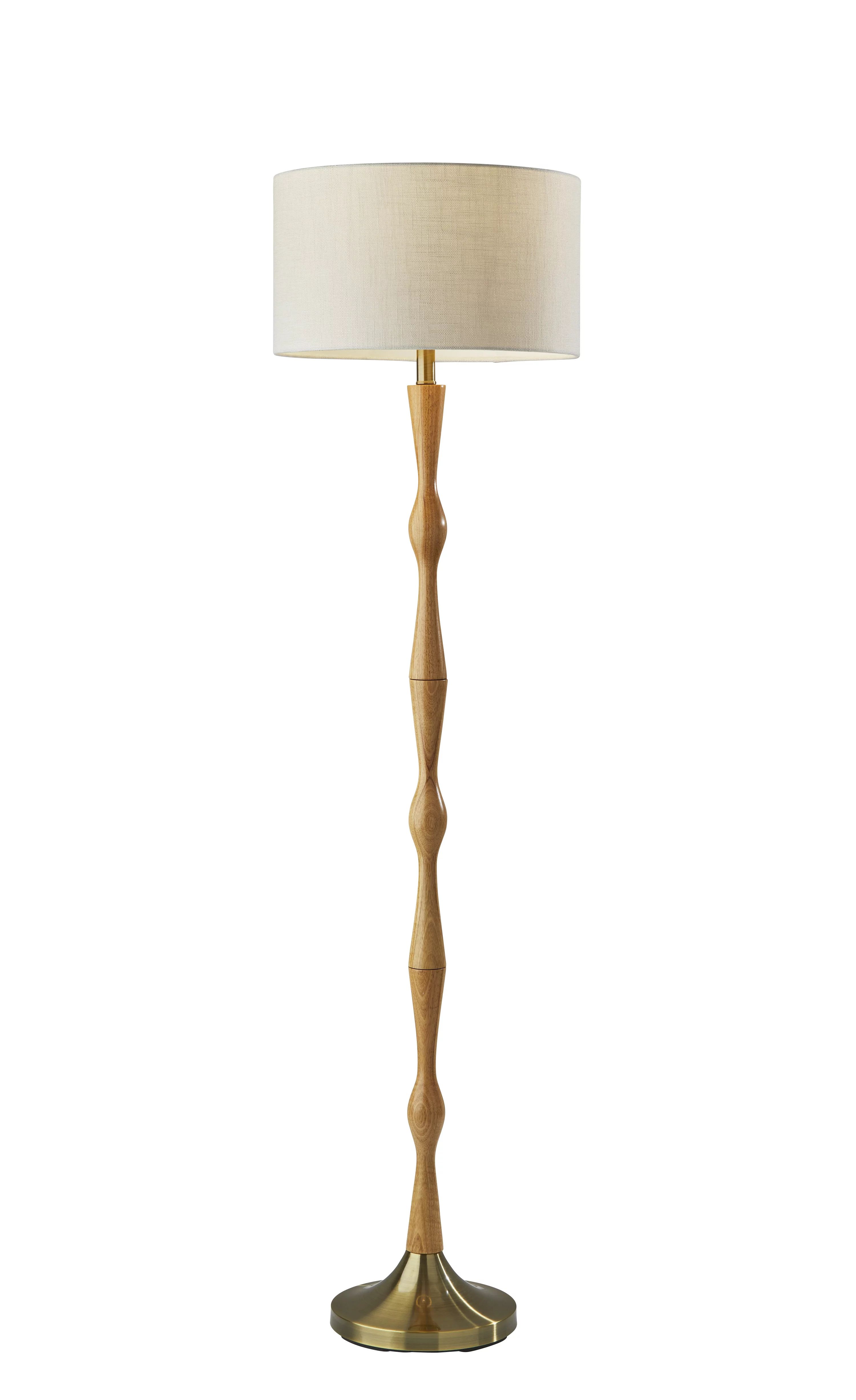 Eve Floor Lamp with Natural Oak Wood and Antique Brass Base | Walmart (US)