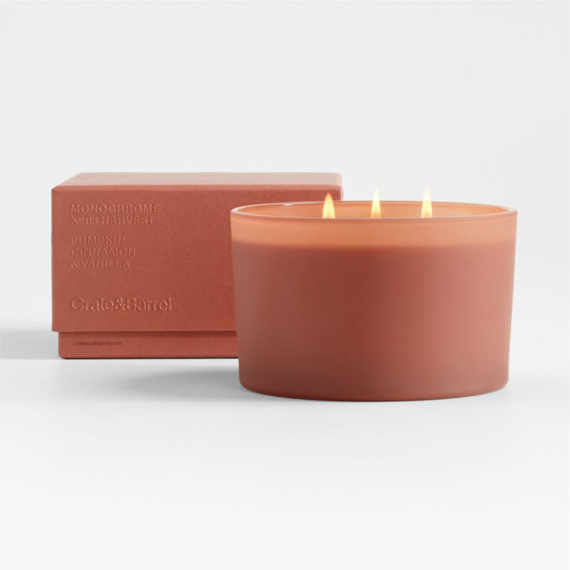 Monochrome No. 8 Harvest 3-Wick Scented Candle - Pumpkin, Cinnamon, Vanilla + Reviews | Crate & B... | Crate & Barrel