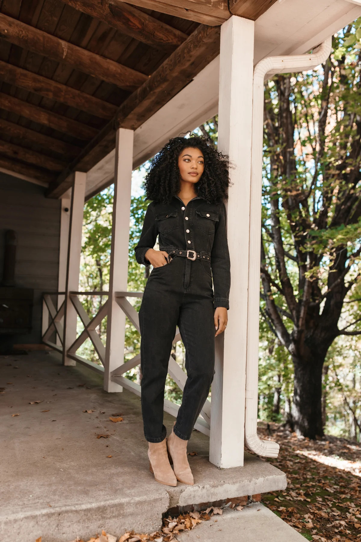 Josie Denim Belted Jumpsuit | The Post