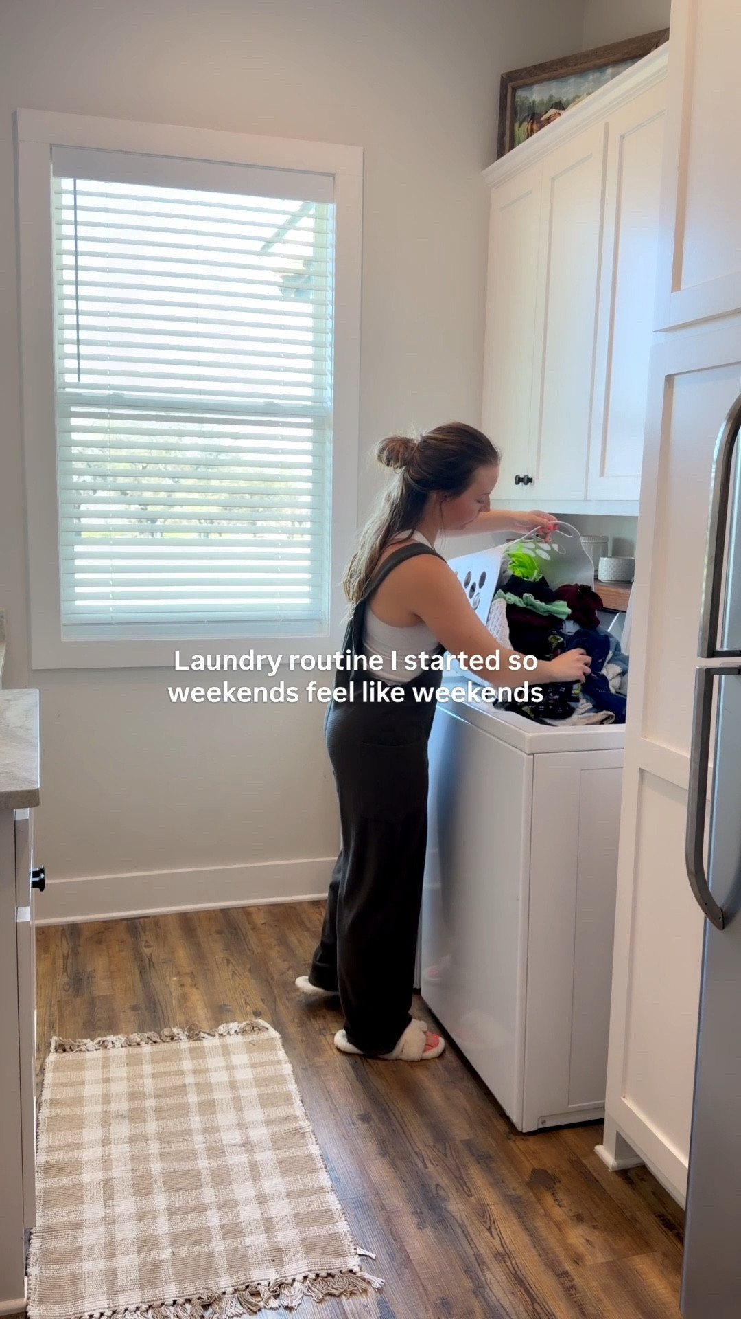 I know everyone says one load a day…
but I’ve been doing two and I actually like it better.

When I’m already in laundry mode, I just throw in bedding or towels after clothes. They’re easier to fold and it keeps everything from piling up.

Now weekends feel like weekends 🤍

Mom life is busy enough…..Especially during baseball season.

#laundryroutine #momlife💕 #farmhouseliving #simplehomestyle #texasmom 

#LTKmomlife #LTKHome #LTKdayinmylife