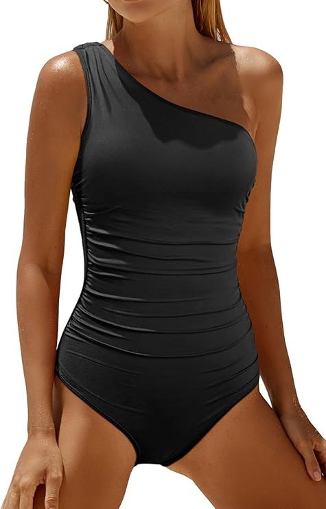 Daci One Shoulder One Piece Swimsuits for Women Tummy Control Bathing Suits Modest Full Coverage ... | Amazon (US)