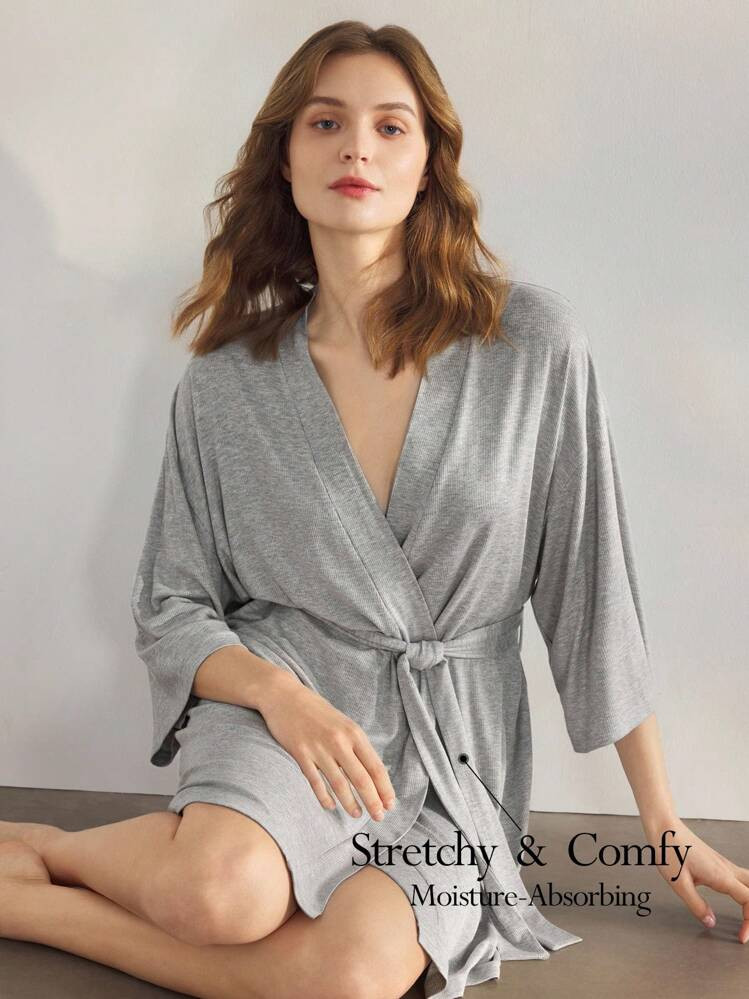 Ocili Leisure Soft Knit Robe Women Sleepwear Loungewear Holiday Season Easy Comfort , Cozy And Elegant Details, Outfit, Fall & Winter | SHEIN