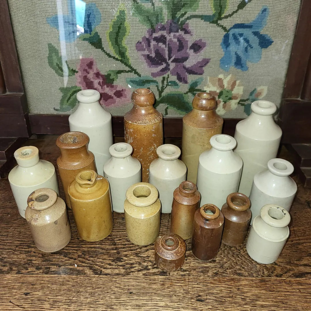 Antique Collection of Stoneware Bottles & Ink Pots – Salt Glazed Victorian Utility Ware | NEW S... | Etsy (US)