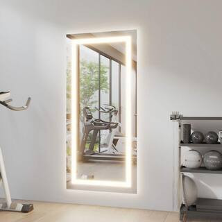 28 in. W x 60 in. H LED Rectangle Frameless Wall-Mounted HD Gym Mirror Dance Mirror Garage Vanity Mirror | The Home Depot