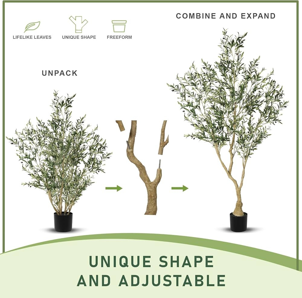Olive Trees Artificial Indoor - Faux Olive Tree 7ft with Large Olive Branches and Lifelike Fruits... | Amazon (CA)