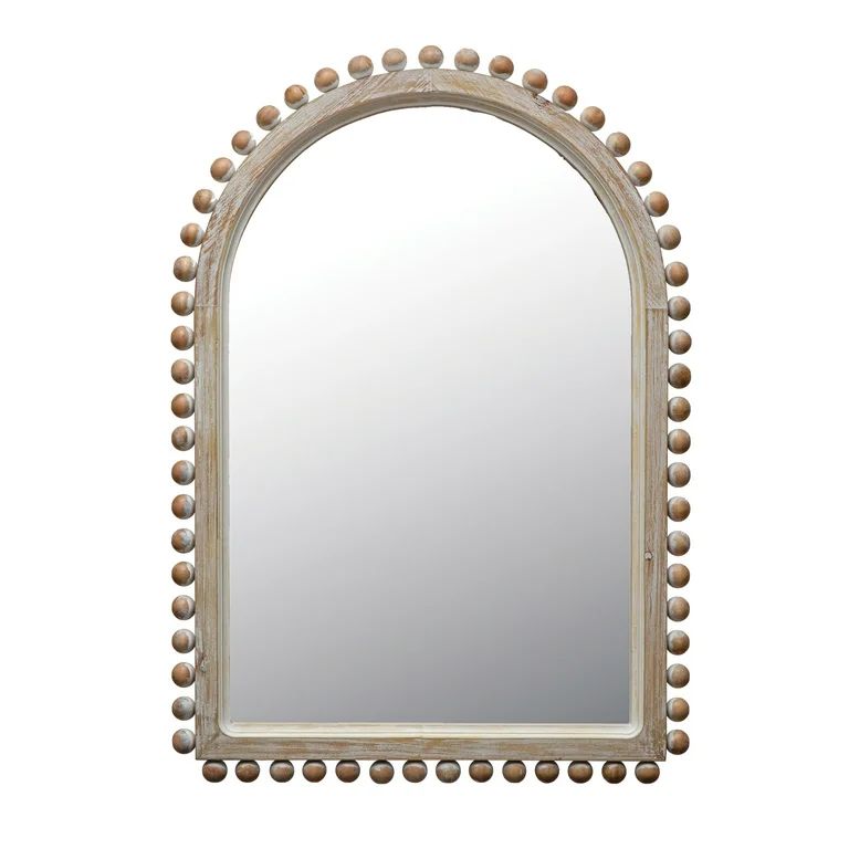 Creative Co-Op Wood Ball Framed Arched Wall Mirror, Natural | Walmart (US)