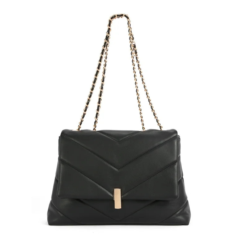 BeCool Women's Black Chevron Quilted Shoulder Bag | Walmart (US)