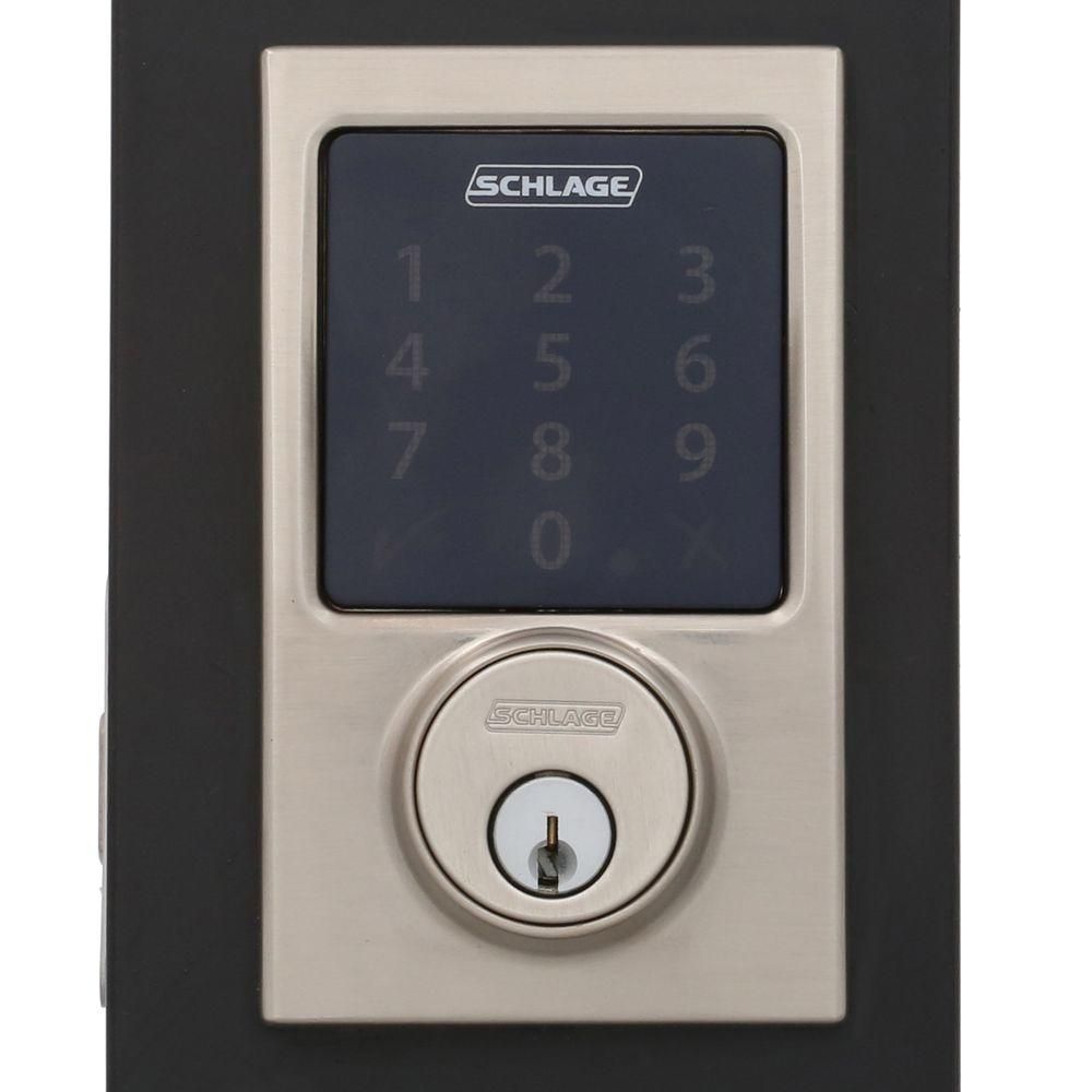 Schlage Century Satin Nickel Connect Smart Lock with Alarm and Latitude Lever Handleset-BE469ZP V... | The Home Depot