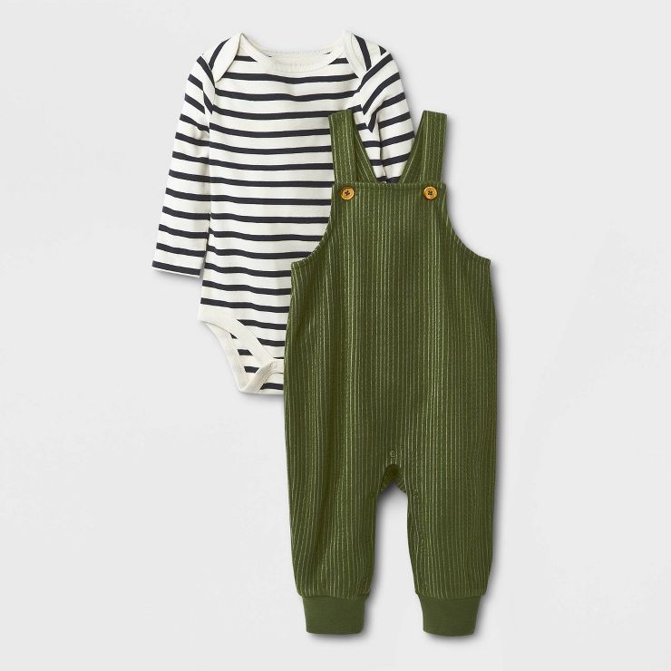 Baby Boys' Knit Dungaree Set - Cat & Jack™ Olive Green | Target