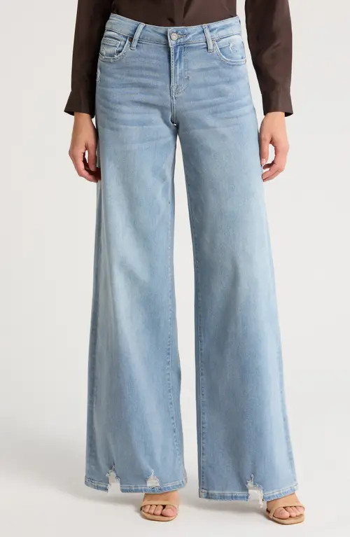 HIDDEN JEANS Chewed Hem Super Wide Leg Jeans in Light Wash at Nordstrom, Size 27 | Nordstrom