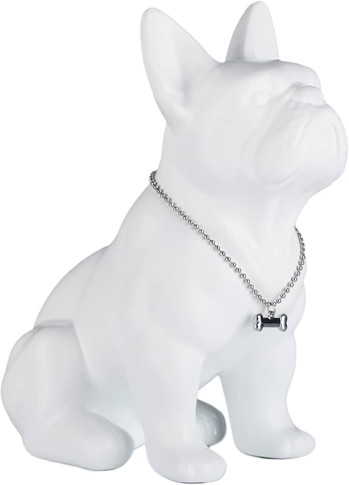 Seated French Bulldog Statue 9-12in Resin Dog Animal Sculpture with Silver Necklace Necklace Livi... | Amazon (US)
