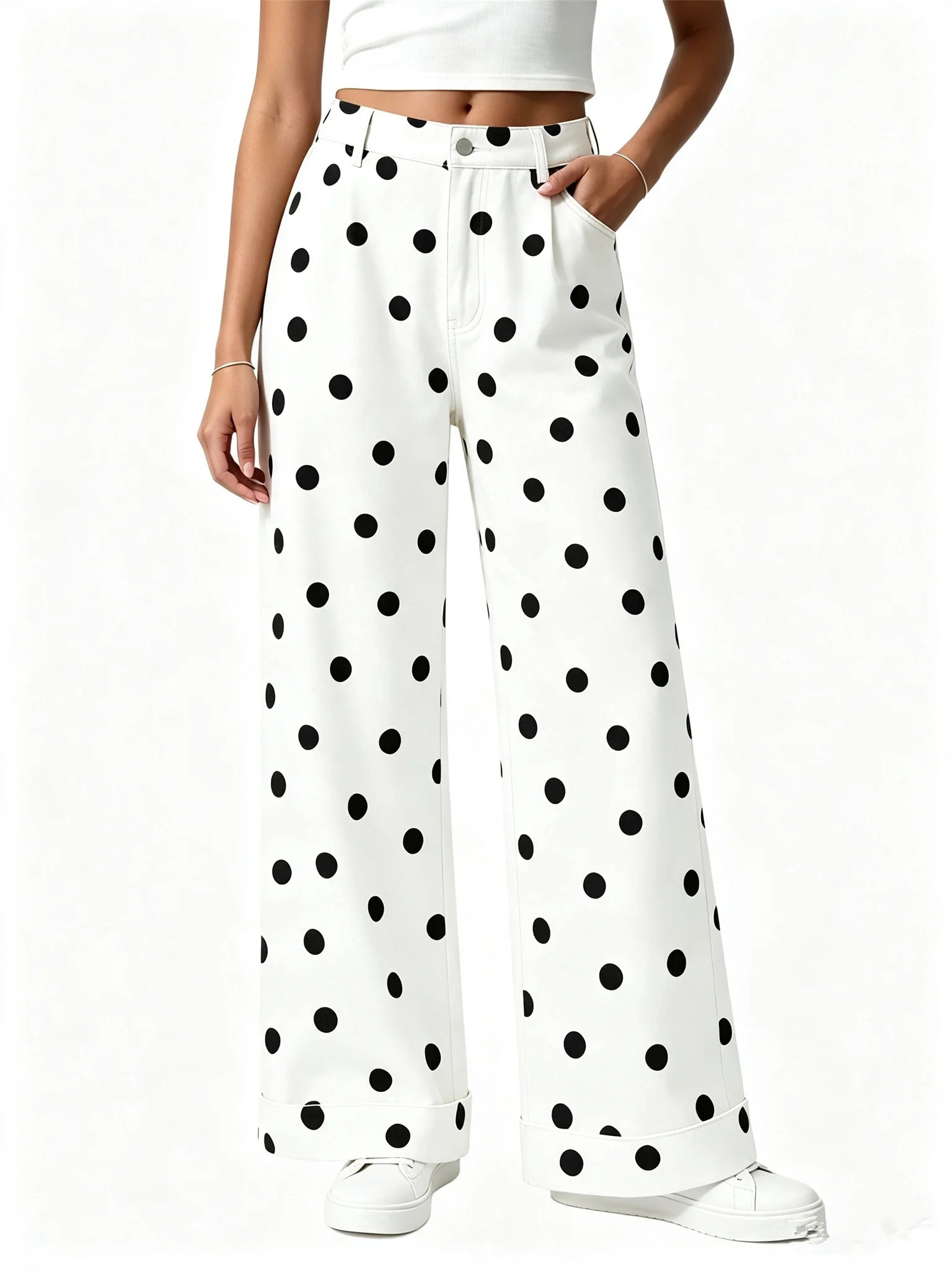 Floral Print Women Long Jeans Wide Leg Casual Denim Pants | Walmart (US)