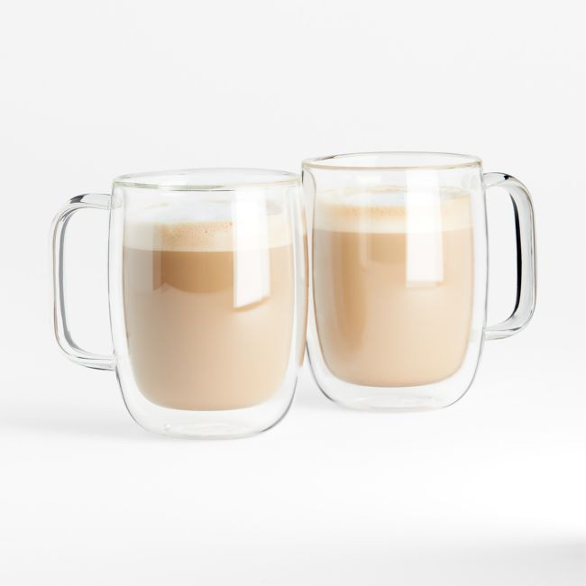 Zwilling Sorrento Plus 15-oz. Latte Glass Mugs, Set of 2 | Crate & Barrel