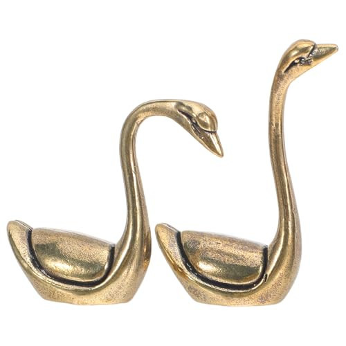 HOLIDYOYO 2pcs Brass Swan Sculptures - Swan Figurines Decor for Home or Office - Brass Animal Statues Crafts for Coffee Shop, Tabletop, Holiday Decoration | Amazon (US)