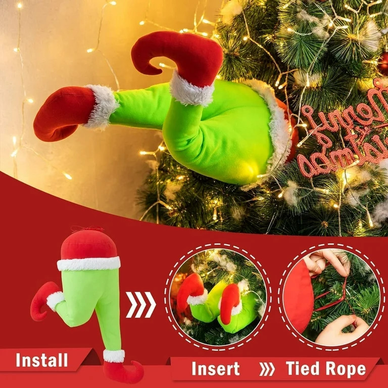 Bootesun Grinch Christmas Elf Body Tree Decorations, Green Elf Head and Arms for Christmas Tree, ... | Walmart (US)