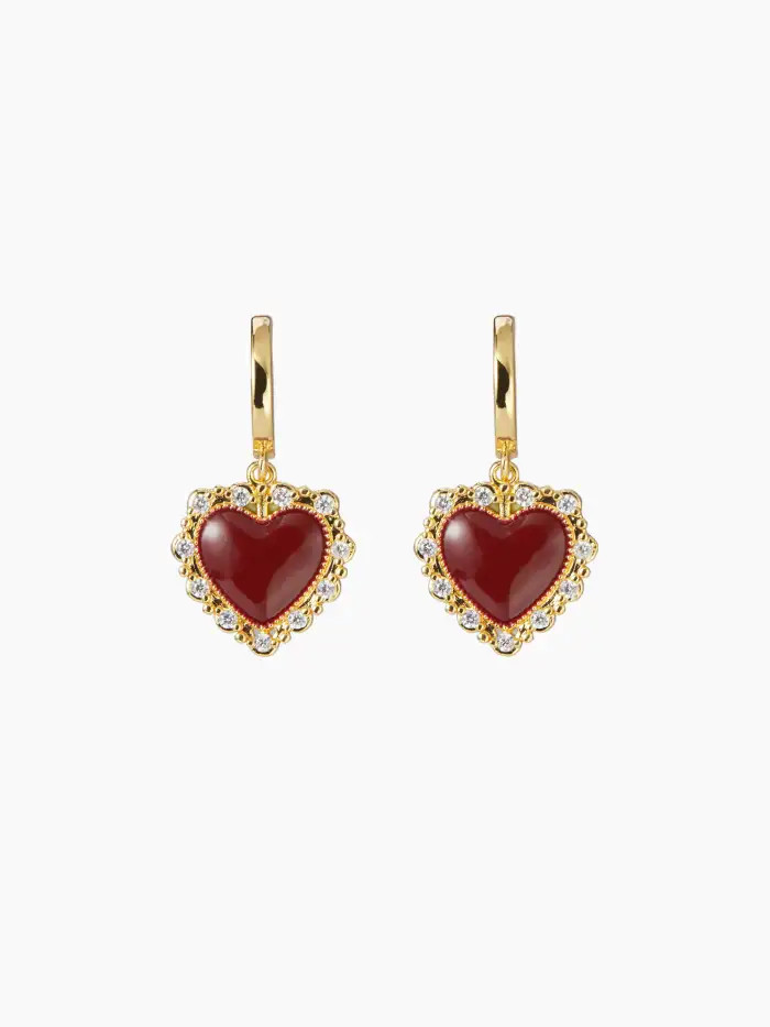 HEART ZIRCON LACE DROP EARRINGS | Cider