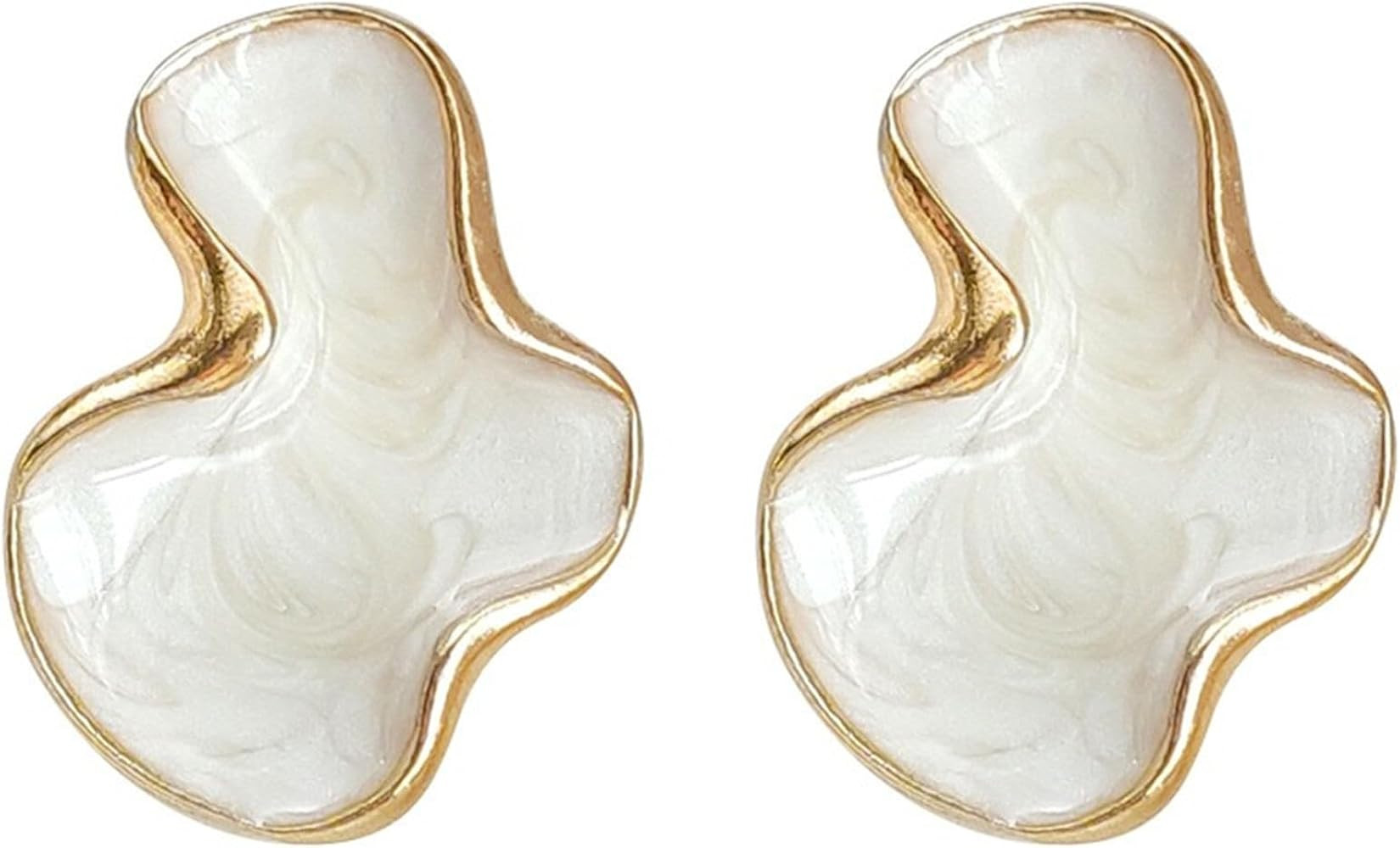 Irregular Statement Earrings for Women Unique Stainless Steel Petal White Enamel Large Stud Trend... | Amazon (US)