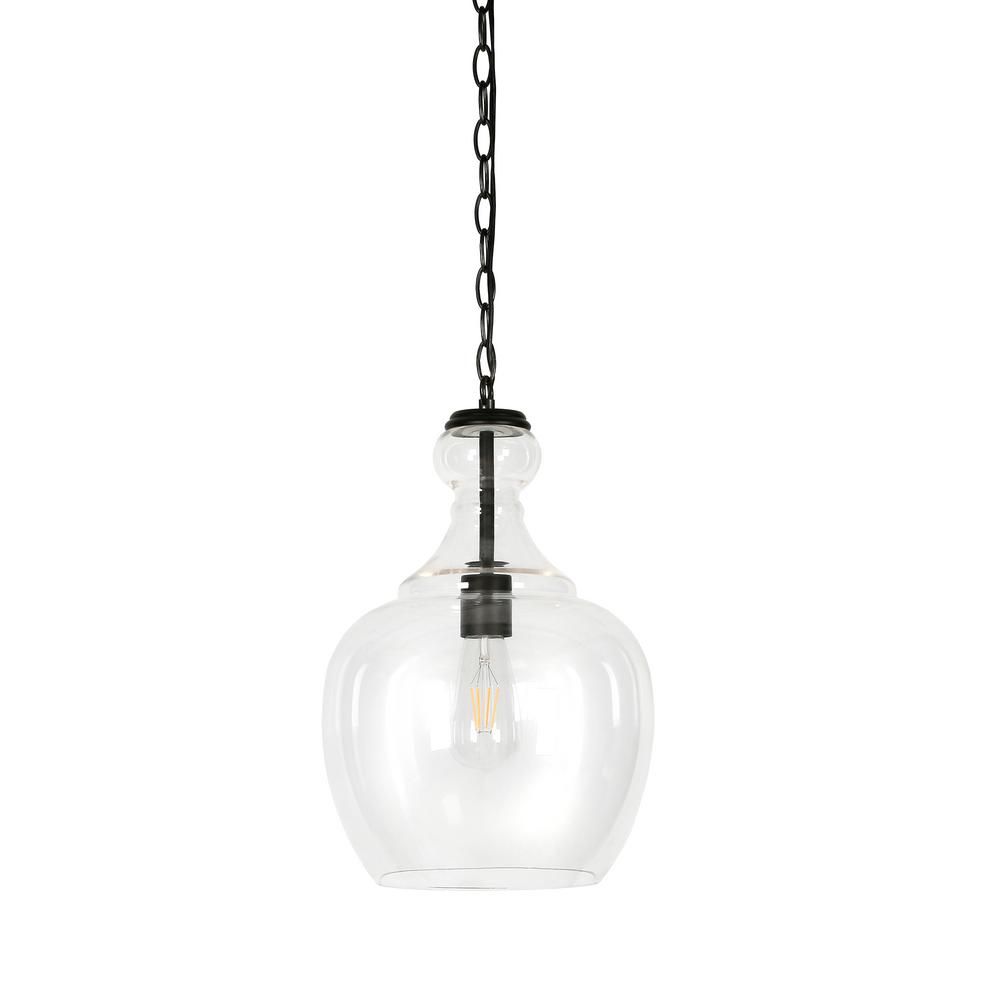 Meyer&Cross Westford Blackened Bronze and Clear Glass Pendant | The Home Depot