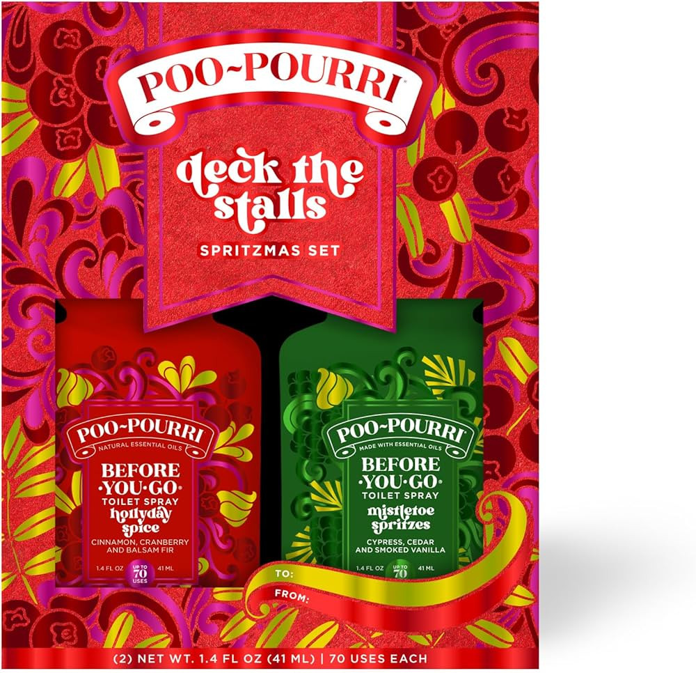 Poo-Pourri Deck the Stalls Gift Set, Hollyday Spice 1.4 Fl Oz, and Mistletoe Spritzes 1.4 Fl Oz | Amazon (US)