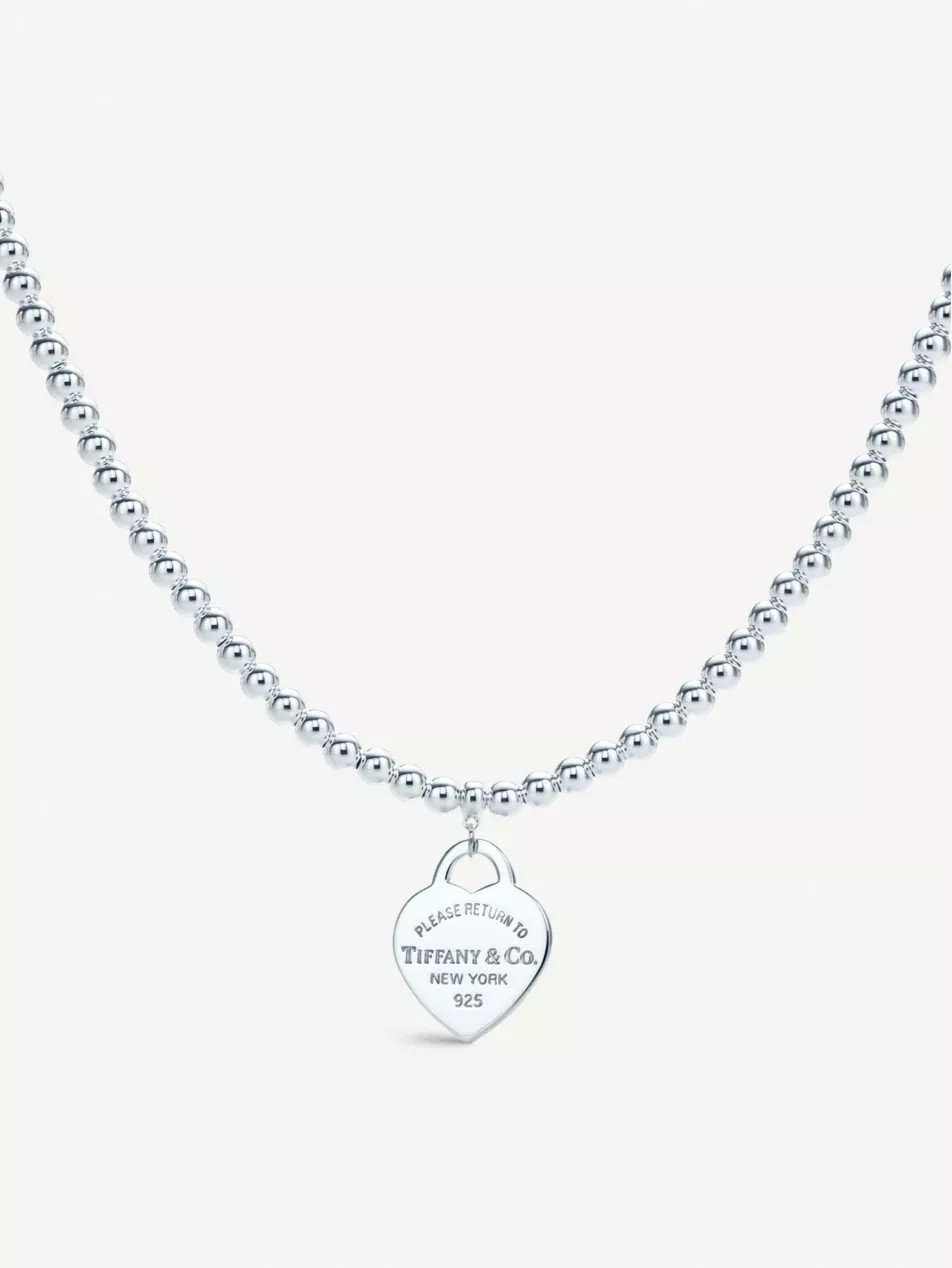 Return to Tiffany heart tag in sterling silver on a bead necklace | Selfridges